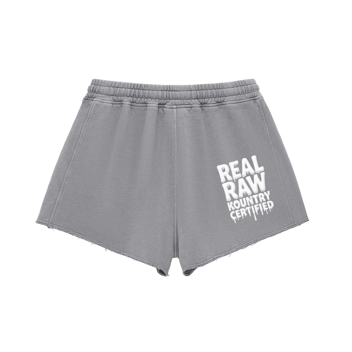 Snow Washed Raw Edge Drawstring Shorts
